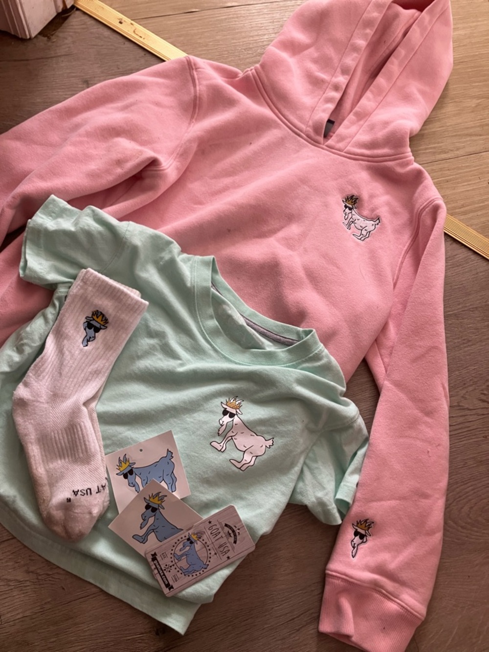 GOAT 🐐 USA 🇺🇸 Kids Pink XL hoodie  & Mint crop M